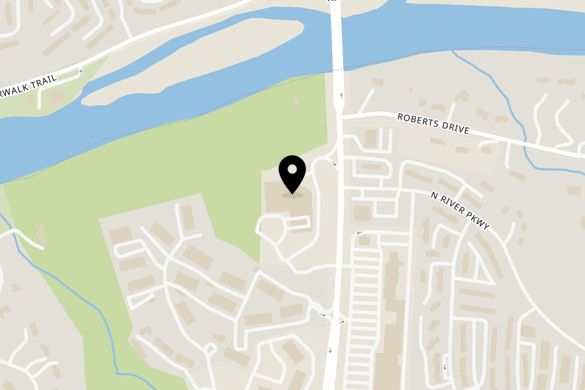 Map showing the location of Bistro at River Ridge on 9040 Roswell Rd in Atlanta